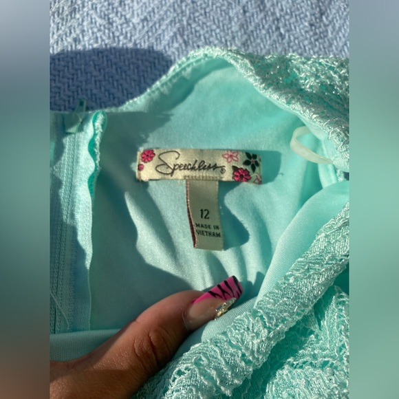 Girl’s Teal Frilly Dress - Picture 3 of 3